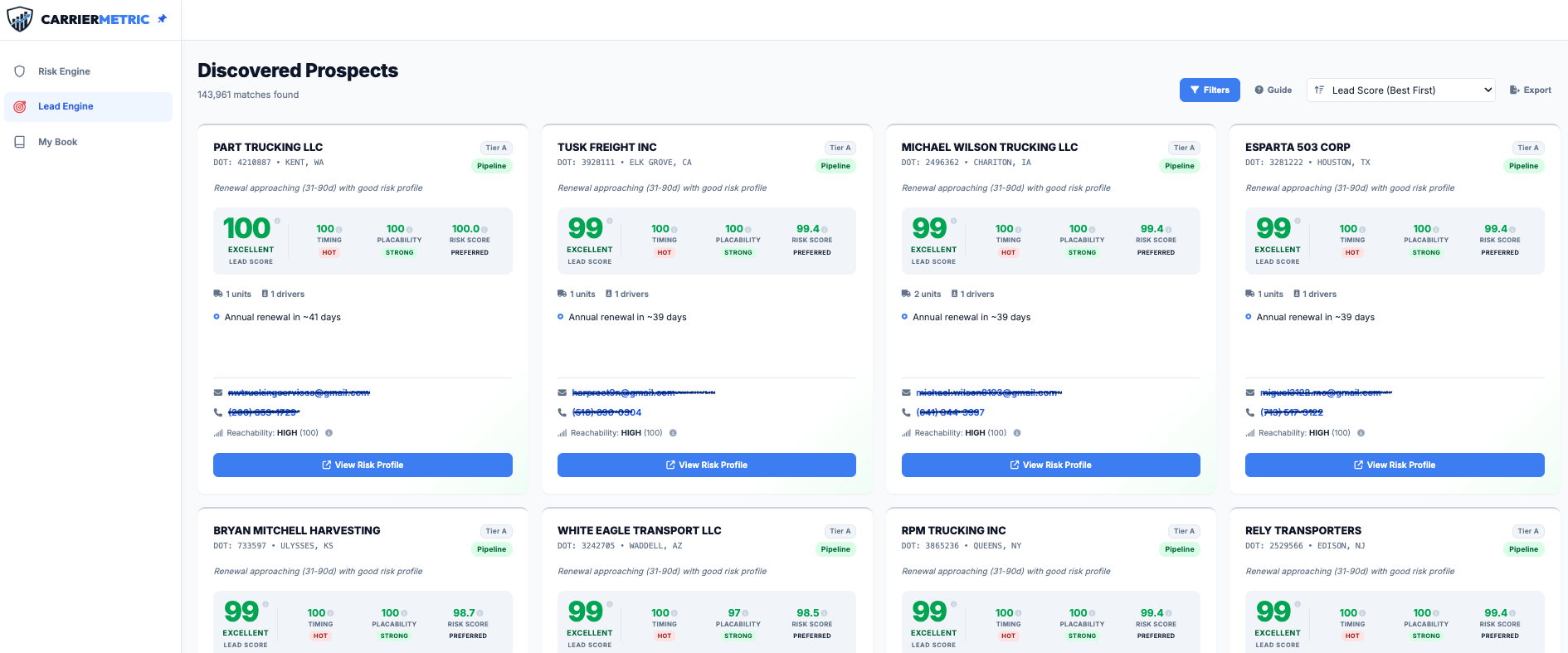 Lead Engine Dashboard Preview